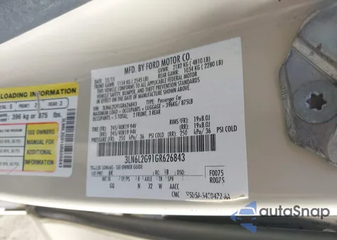 2016 Lincoln Mkz from USA, damaged, VIN 3LN6L2G91GR626843